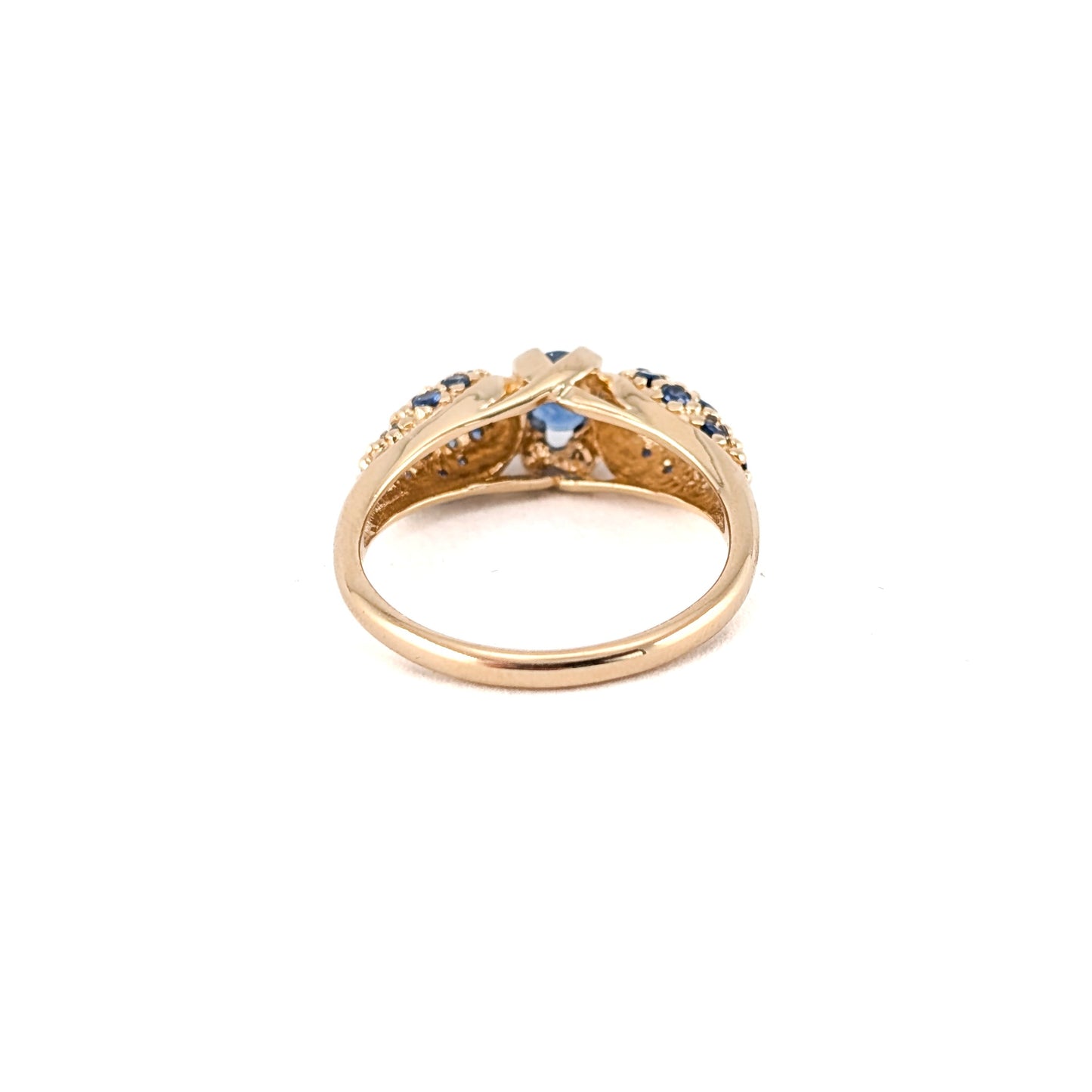 Vintage 14K Gold Blue Sapphire Cluster Ring