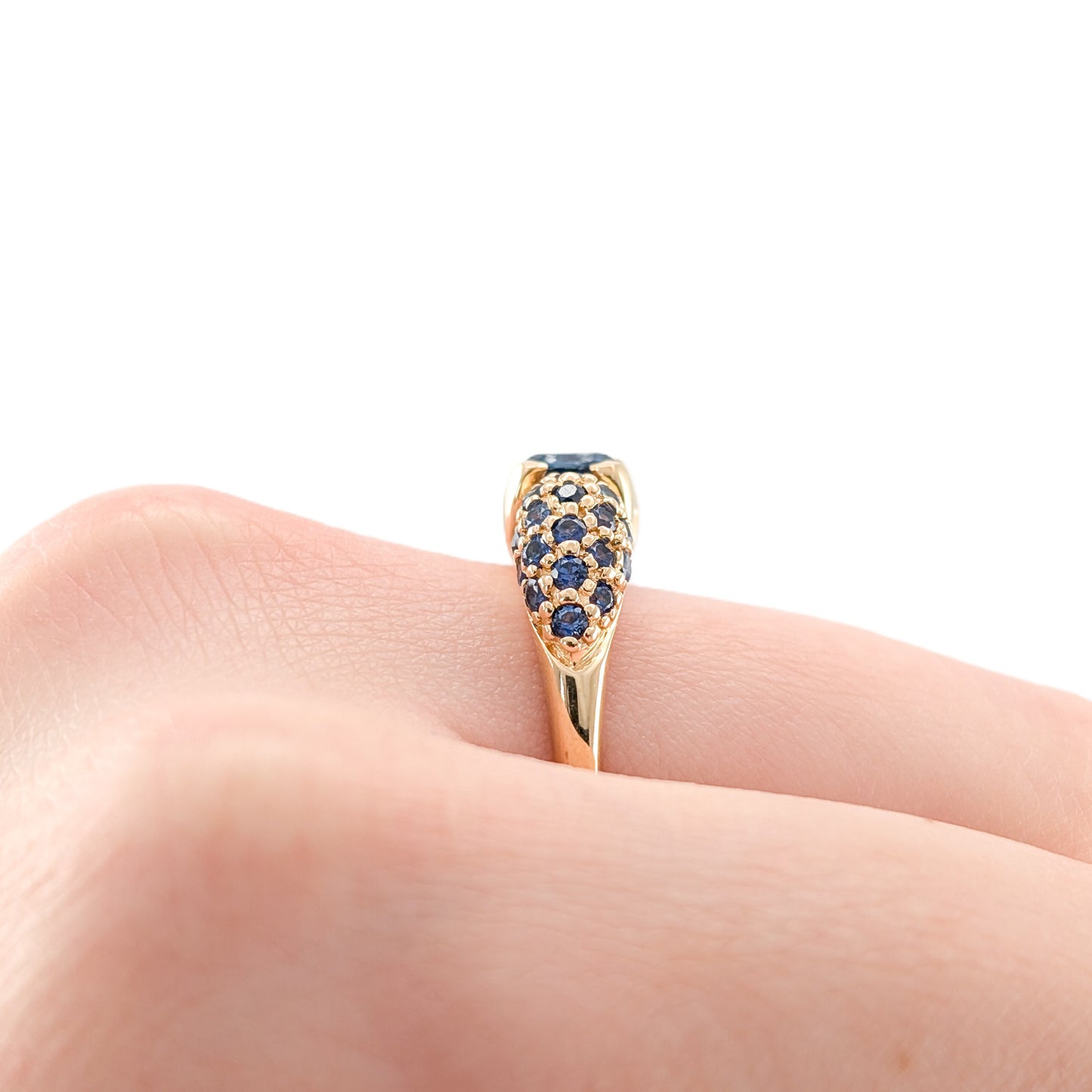 Vintage 14K Gold Blue Sapphire Cluster Ring
