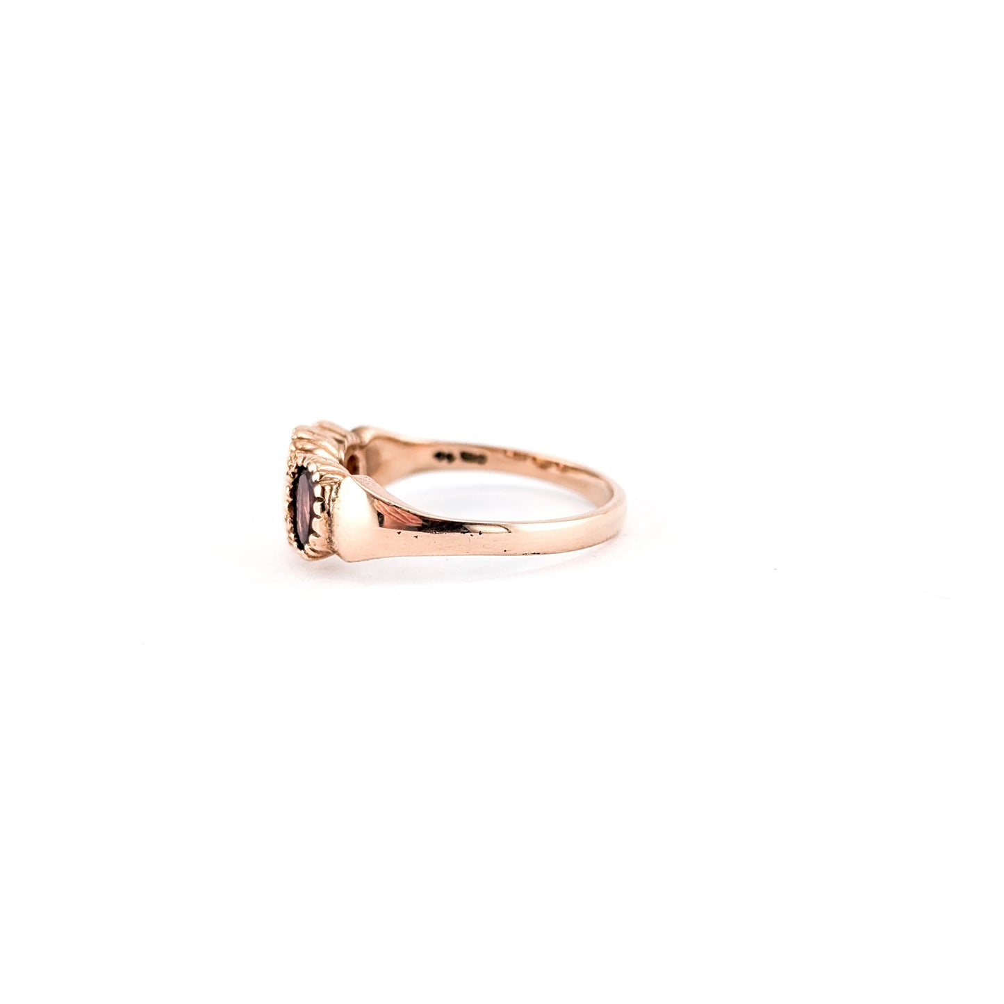 Vintage English 9k Rose Gold Opal and Tourmaline Ring