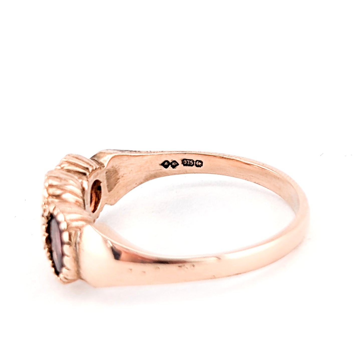 Vintage English 9k Rose Gold Opal and Tourmaline Ring