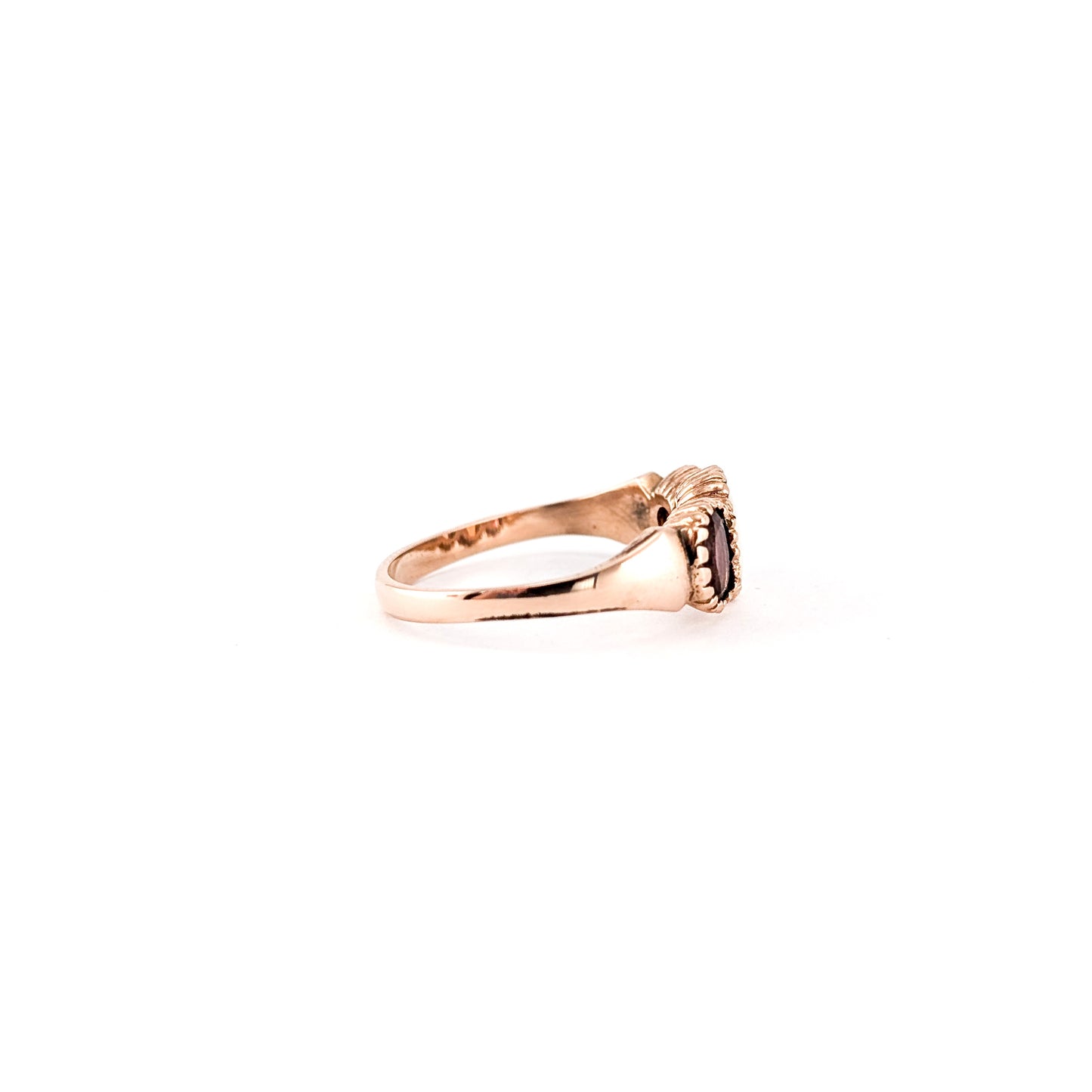 Vintage English 9k Rose Gold Opal and Tourmaline Ring