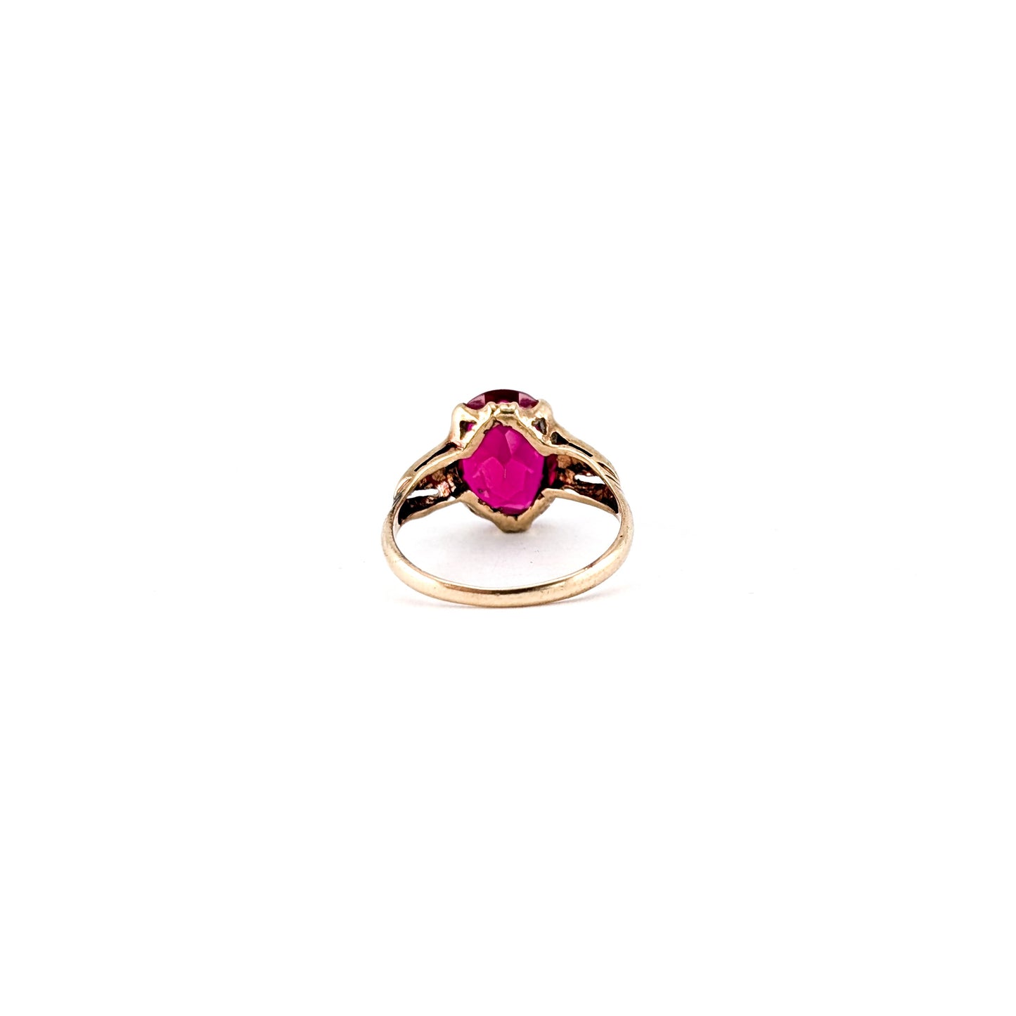 Vintage 10K Gold Oval Synthetic Ruby Ring