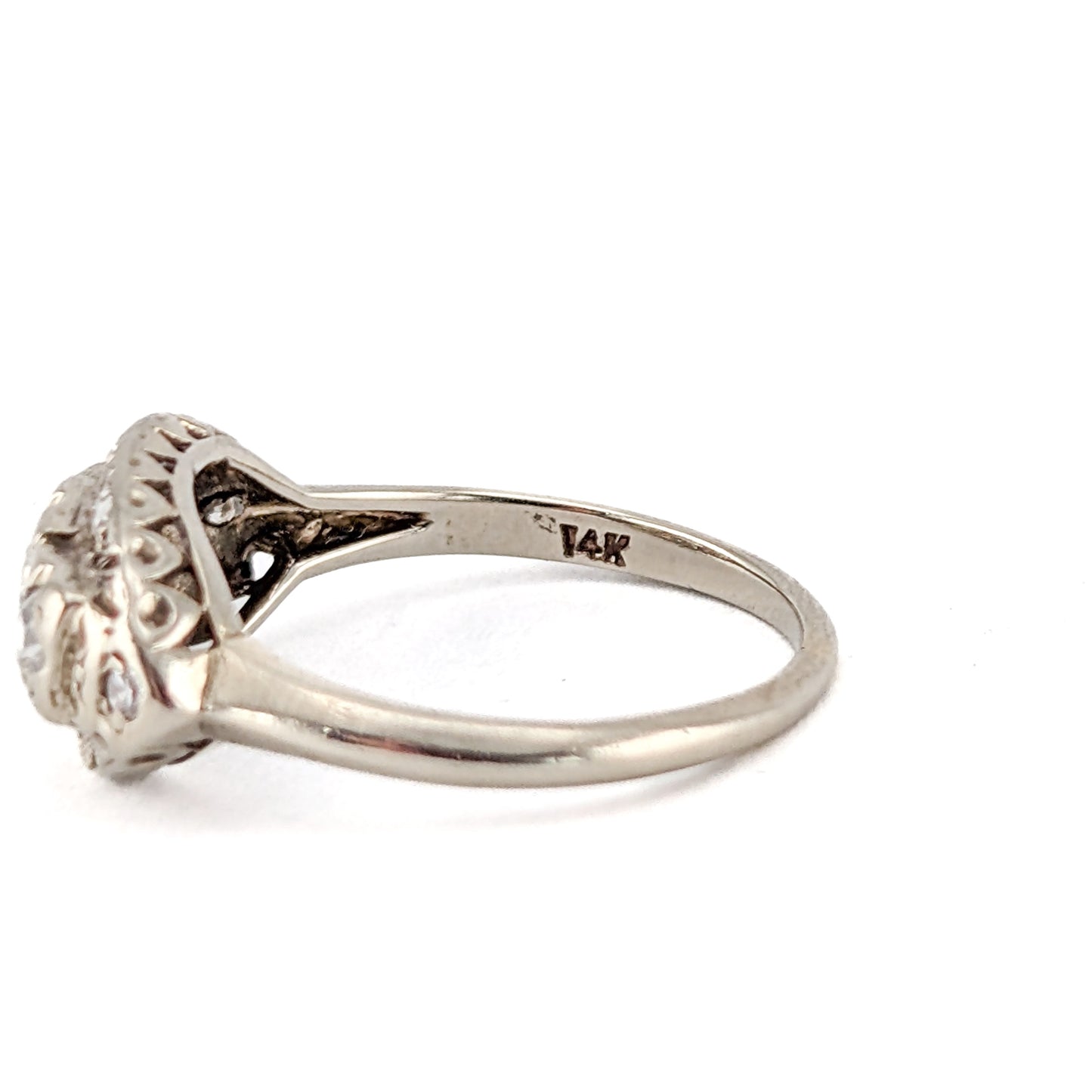 Vintage 14K White Gold Old European Cut Diamond Ring