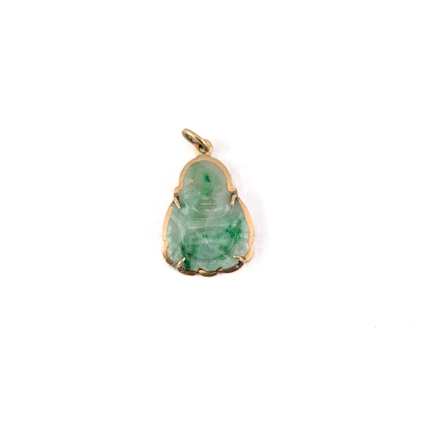 Vintage Jade Buddha Pendant in 14K Gold