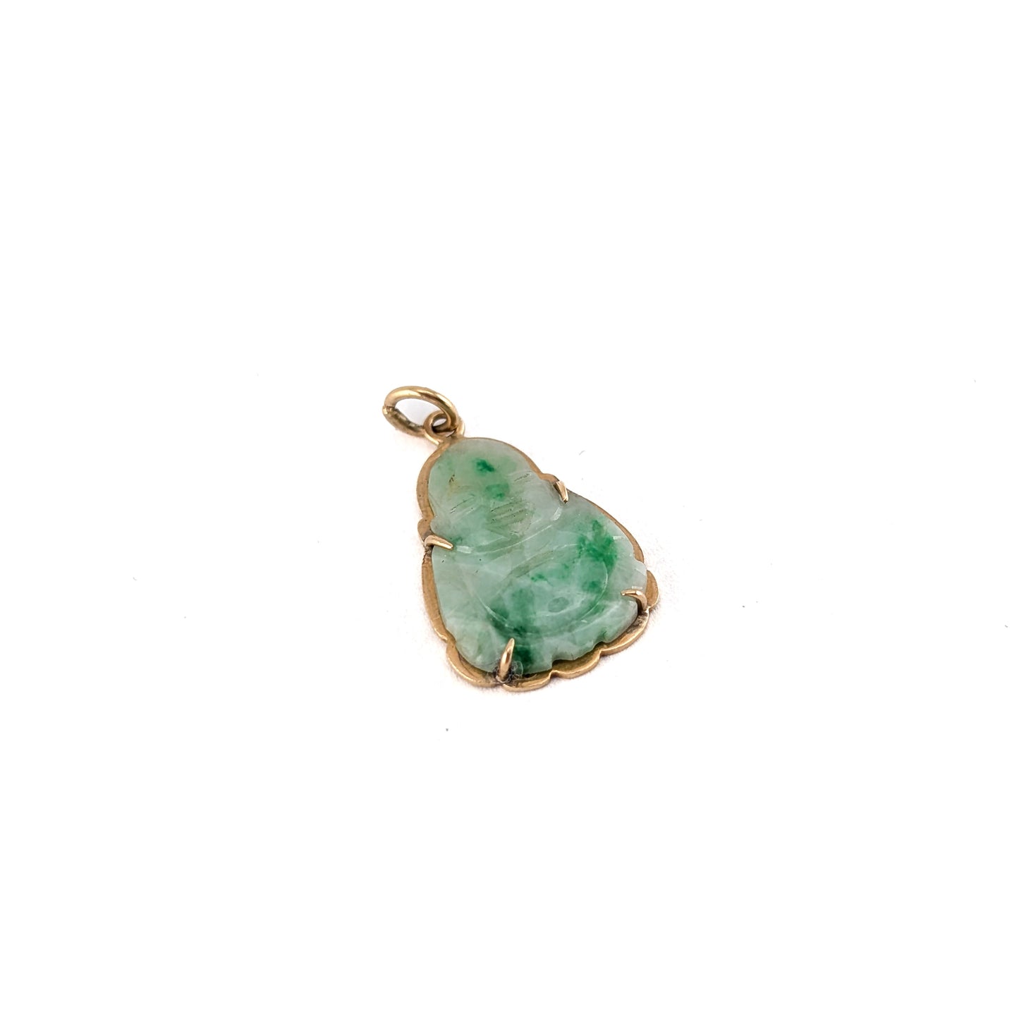 Vintage Jade Buddha Pendant in 14K Gold