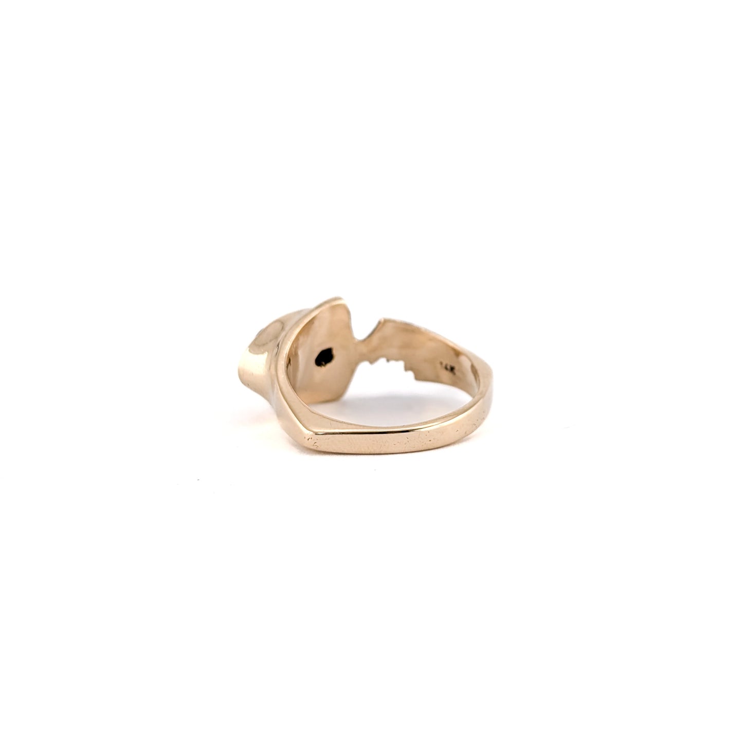 Vintage 14K Gold Agate Ring – Sculptural Statement Ring, Chunky Unisex Style