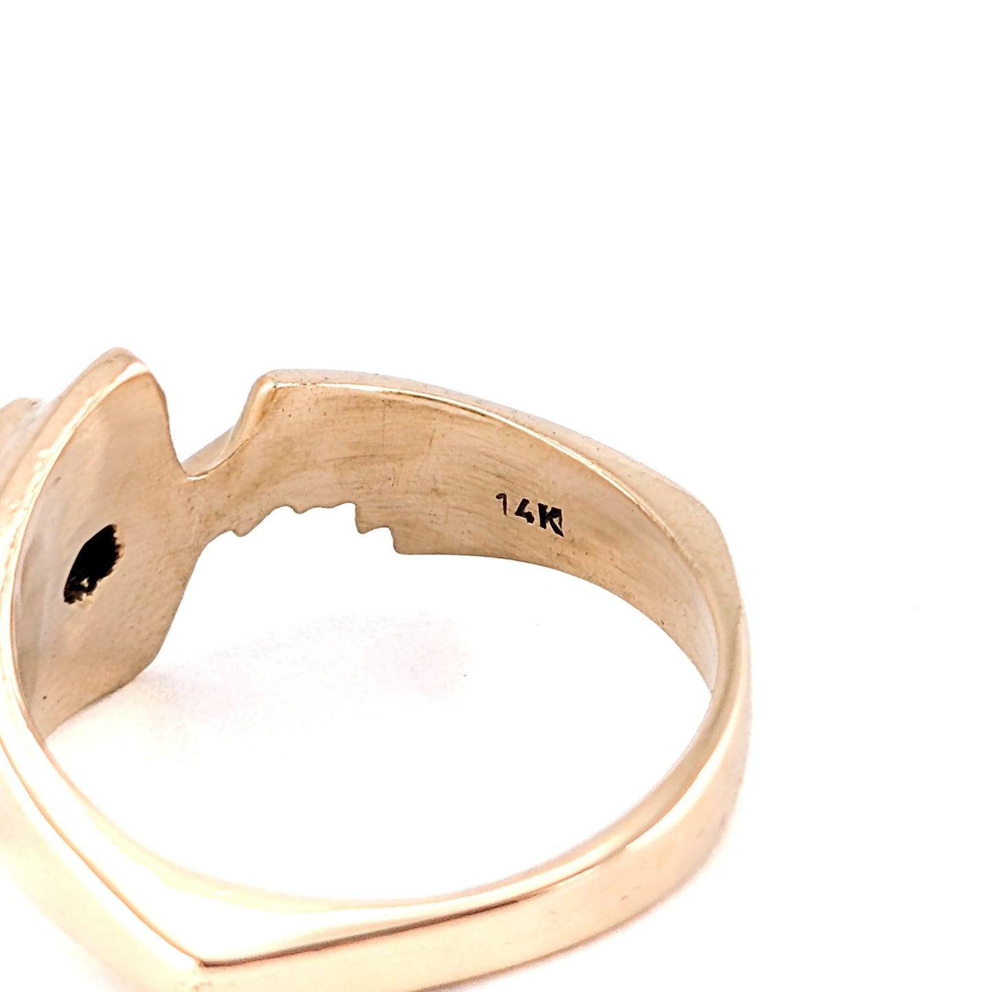 Vintage 14K Gold Agate Ring – Sculptural Statement Ring, Chunky Unisex Style