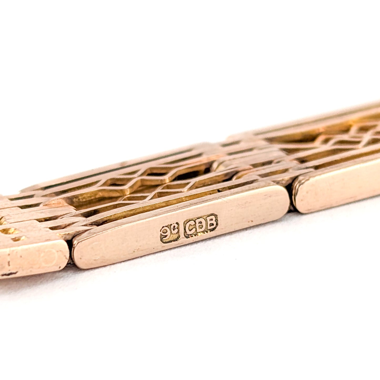 Antique 9K Rose Gold Openwork Link Chain Connector – Gate-Link Segment, Dog Clip & Bolt Ring