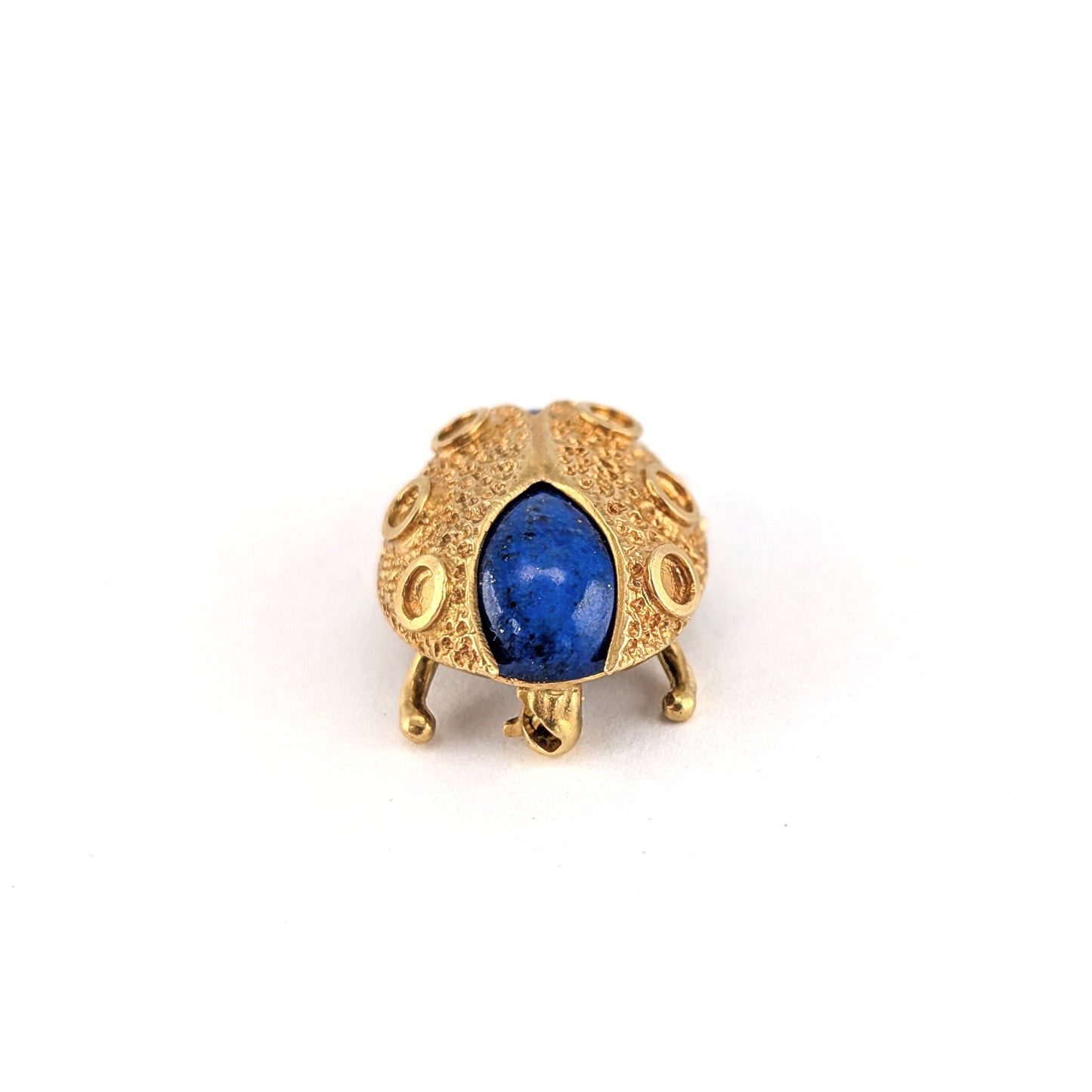 Vintage 18K Gold Lapis Lazuli & Emerald Beetle Brooch