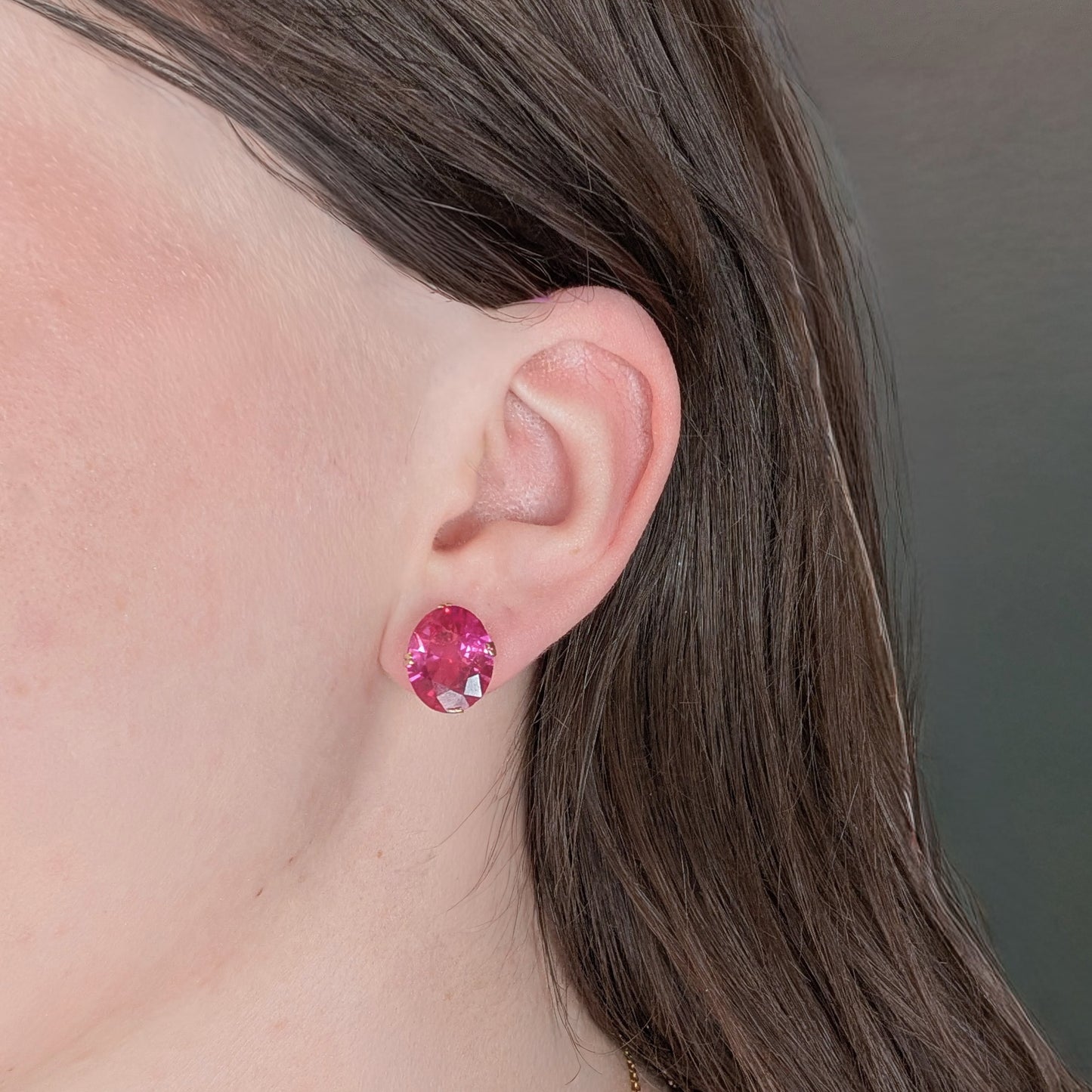 Vintage 10K Gold Synthetic Ruby Earrings