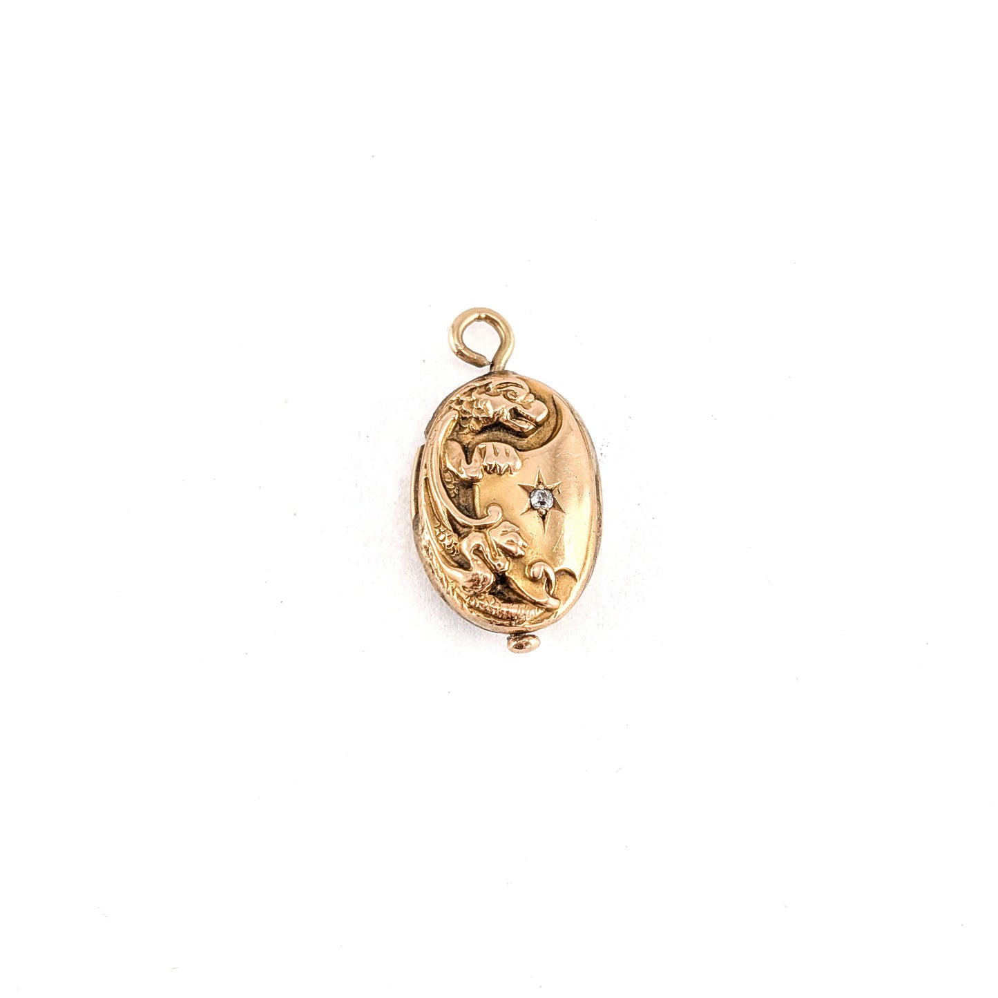 Antique Art Nouveau 10K Gold Repoussé Floral Pendant with Star – Soldered Closed