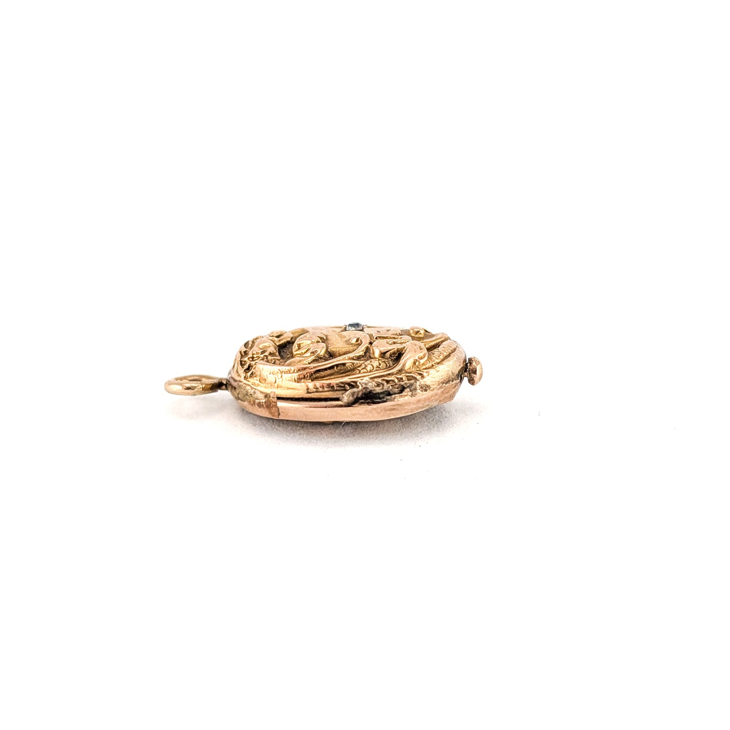 Antique Art Nouveau 10K Gold Repoussé Floral Pendant with Star – Soldered Closed