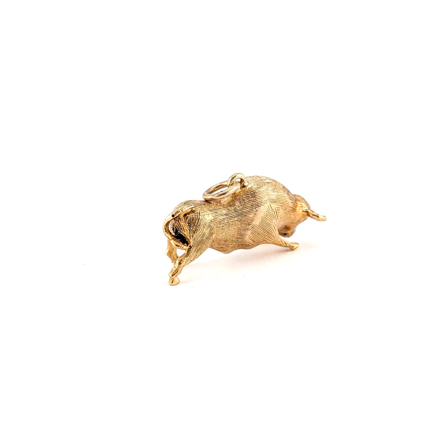Vintage 18K Gold Bull Charm – 3D Taurus Pendant