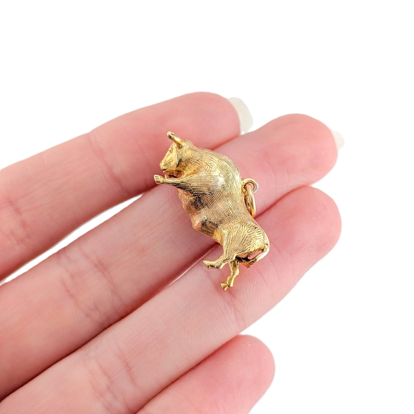 Vintage 18K Gold Bull Charm – 3D Taurus Pendant