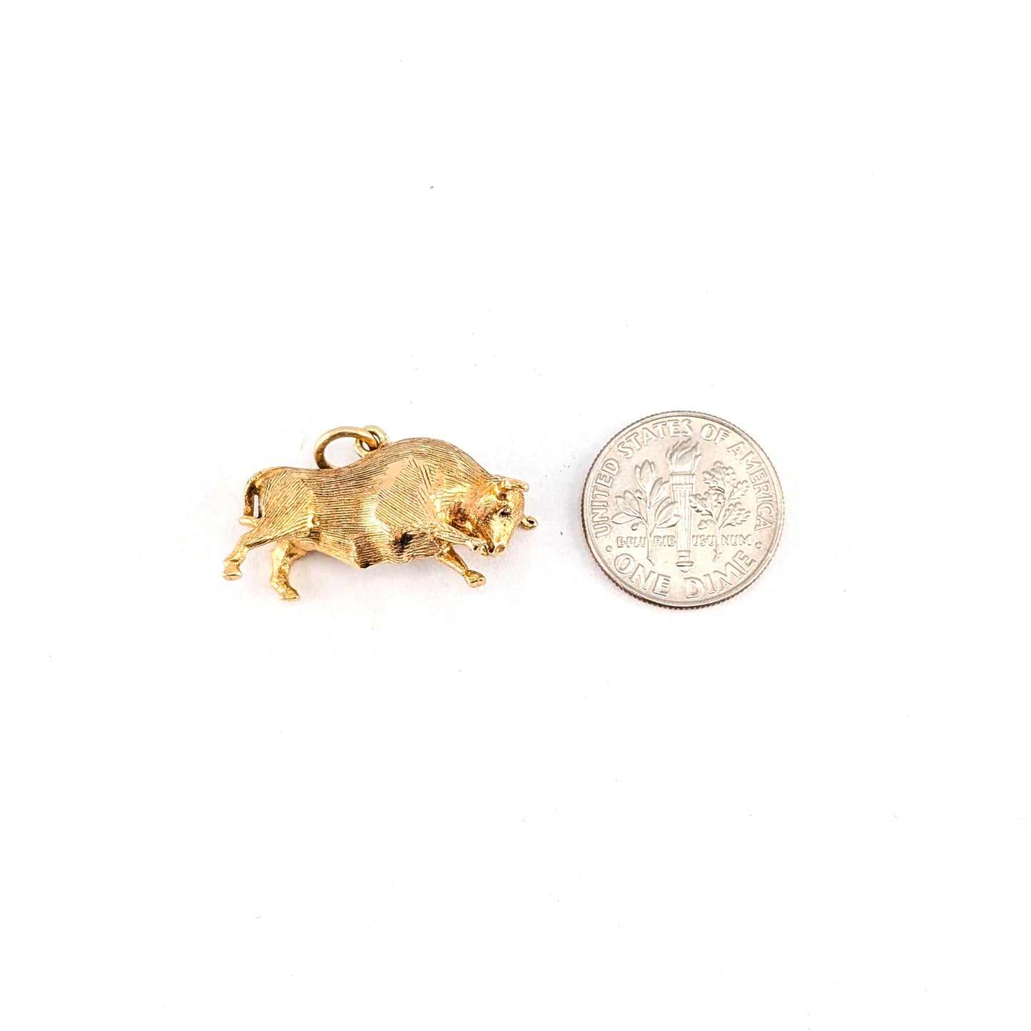 Vintage 18K Gold Bull Charm – 3D Taurus Pendant