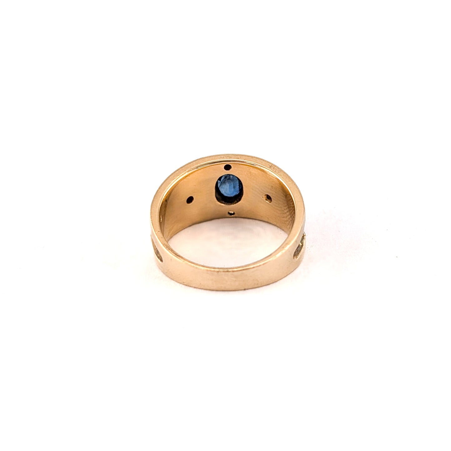 Vintage 14K Gold Sapphire and Diamond Wide Band Ring