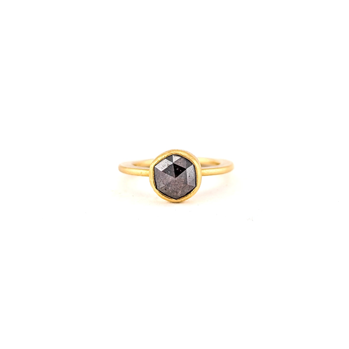 Antique 21K Gold Ring with Rose-Cut Diamond – Bezel Set, Handcrafted, Old World Style