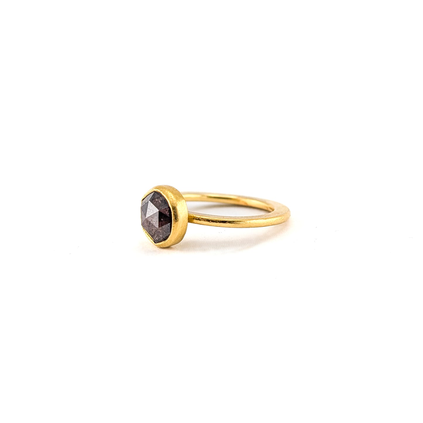 Antique 21K Gold Ring with Rose-Cut Diamond – Bezel Set, Handcrafted, Old World Style