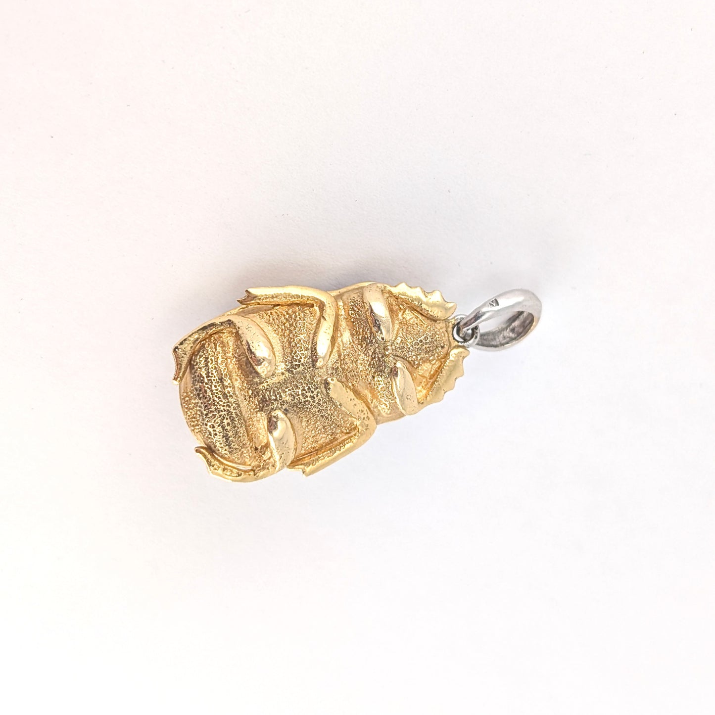 Vintage Diamond and Ruby Scarab Beetle Pendant in 18K Gold and Platinum