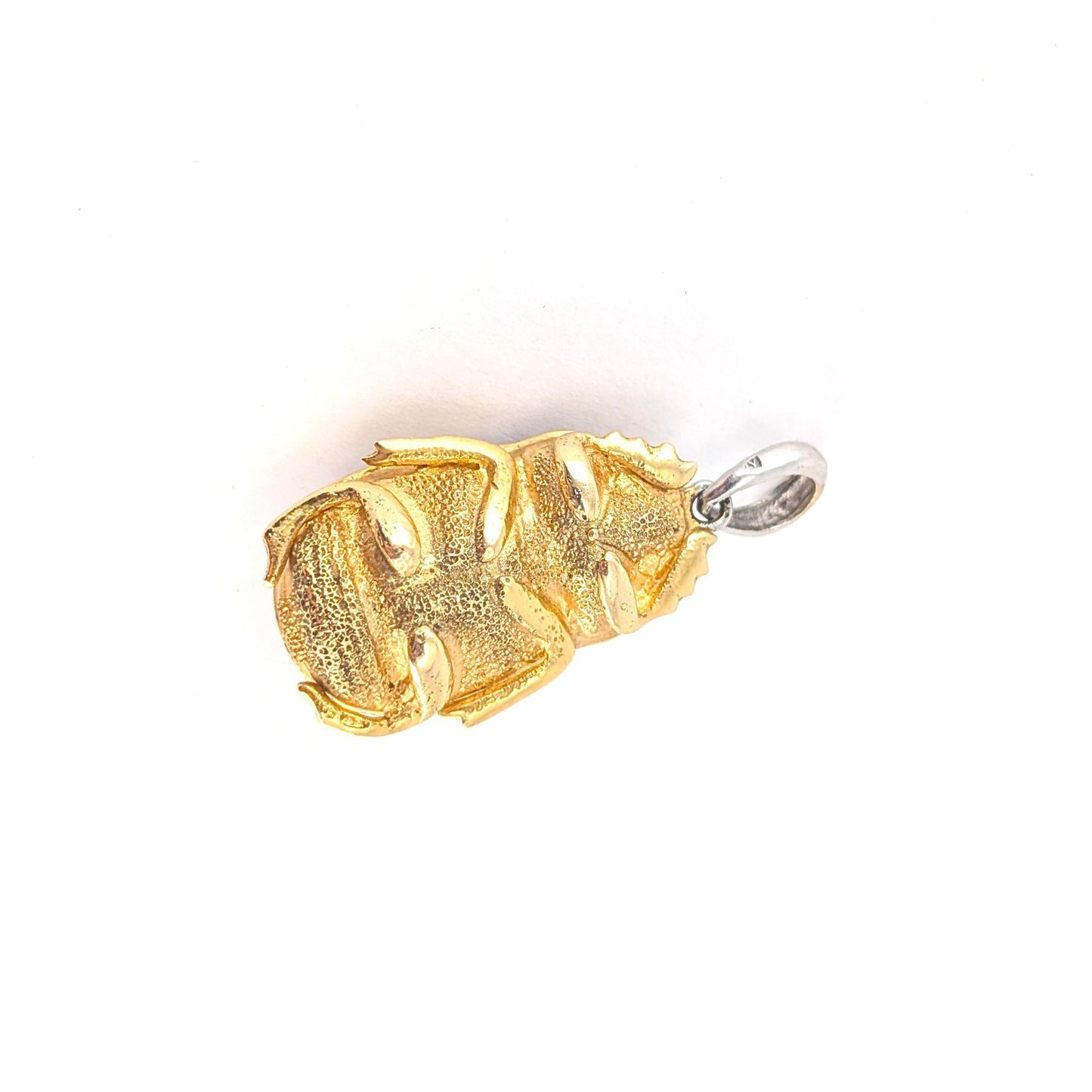 Vintage Diamond and Ruby Scarab Beetle Pendant in 18K Gold and Platinum