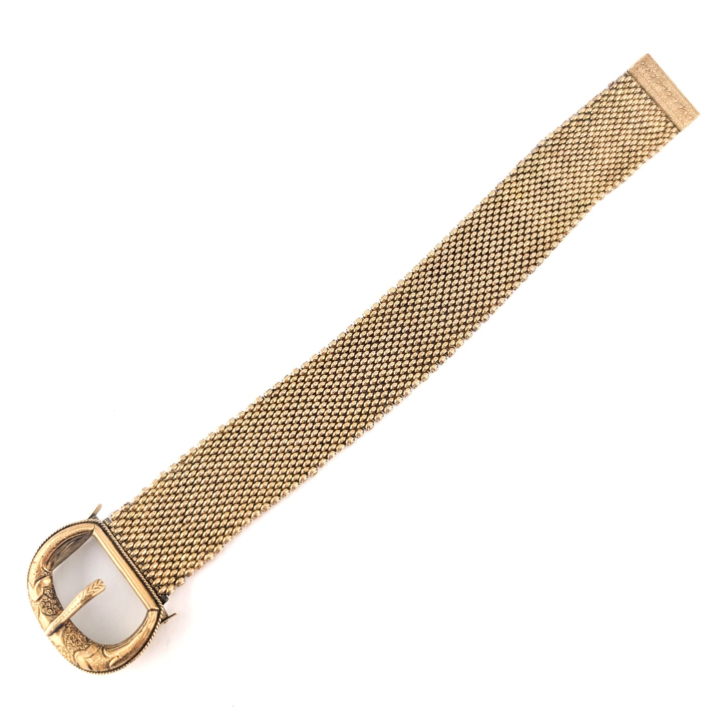 Antique Victorian 12K Gold Mesh Buckle Bracelet
