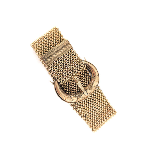Antique Victorian 12K Gold Mesh Buckle Bracelet