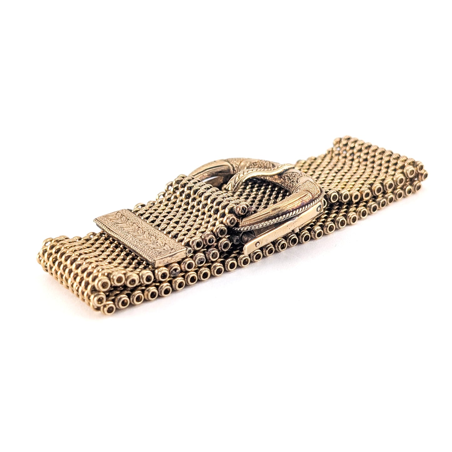 Antique Victorian 12K Gold Mesh Buckle Bracelet
