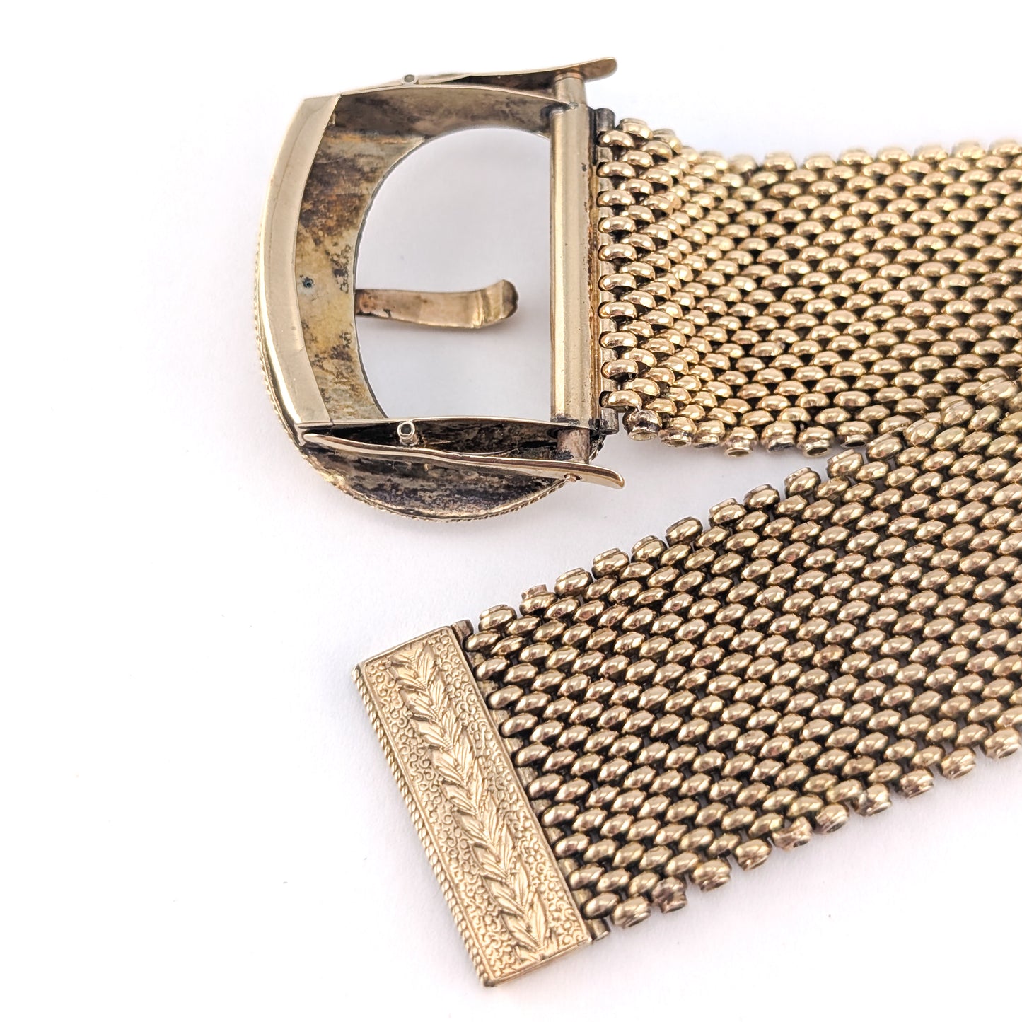 Antique Victorian 12K Gold Mesh Buckle Bracelet