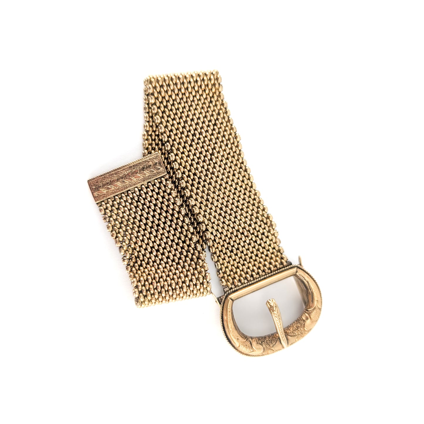 Antique Victorian 12K Gold Mesh Buckle Bracelet