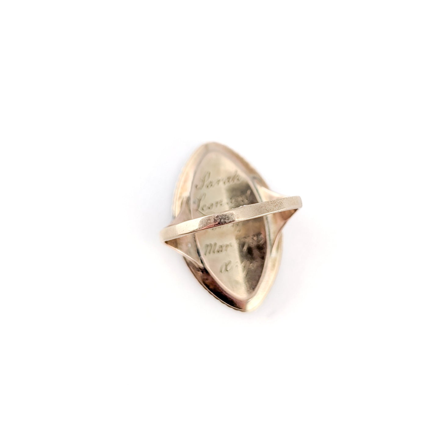 Antique Georgian Mourning Ring in 14K & 9K Gold with Sepia Urn Miniature and 1785 Engraving