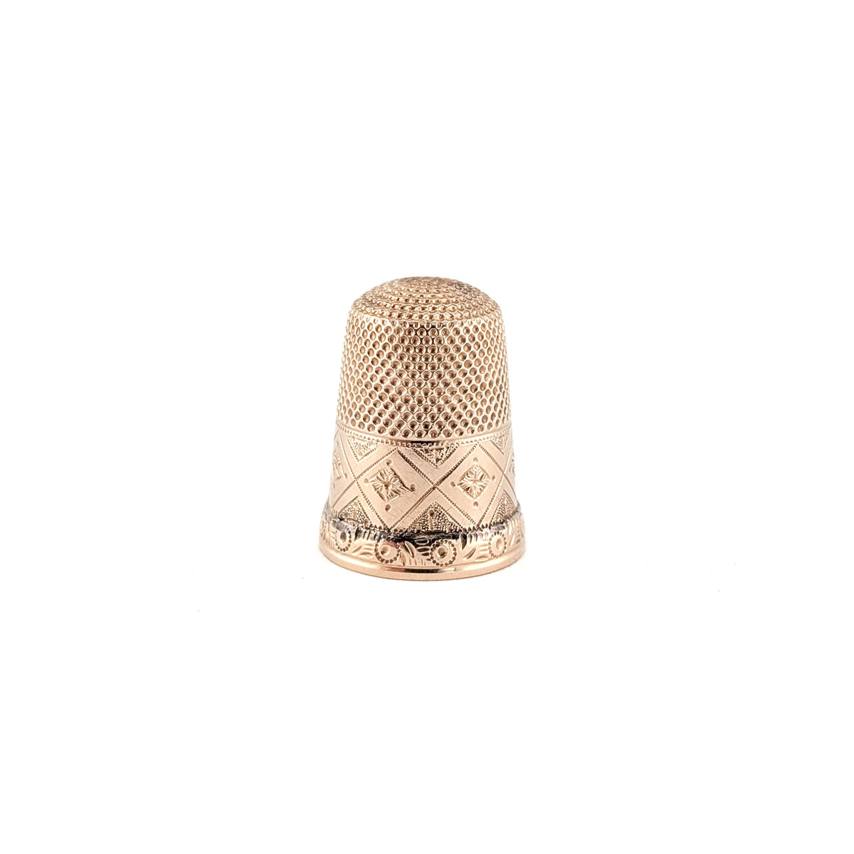 Antique 10K Gold Thimble – Engraved “LOU Dec 25 1873” – Victorian Collectible