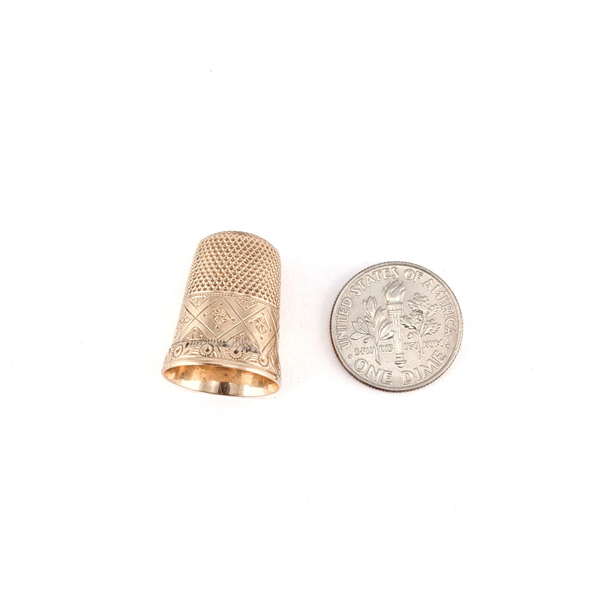 Antique 10K Gold Thimble – Engraved “LOU Dec 25 1873” – Victorian Collectible