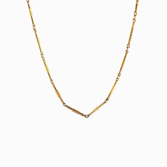 Antique 10K Yellow Gold Decorative Bar Link Watch Chain, 13"