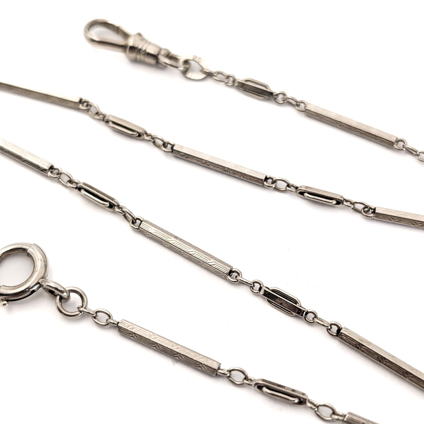 Antique Art Deco 14K White Gold Watch Fob Chain – 13.5 Inches