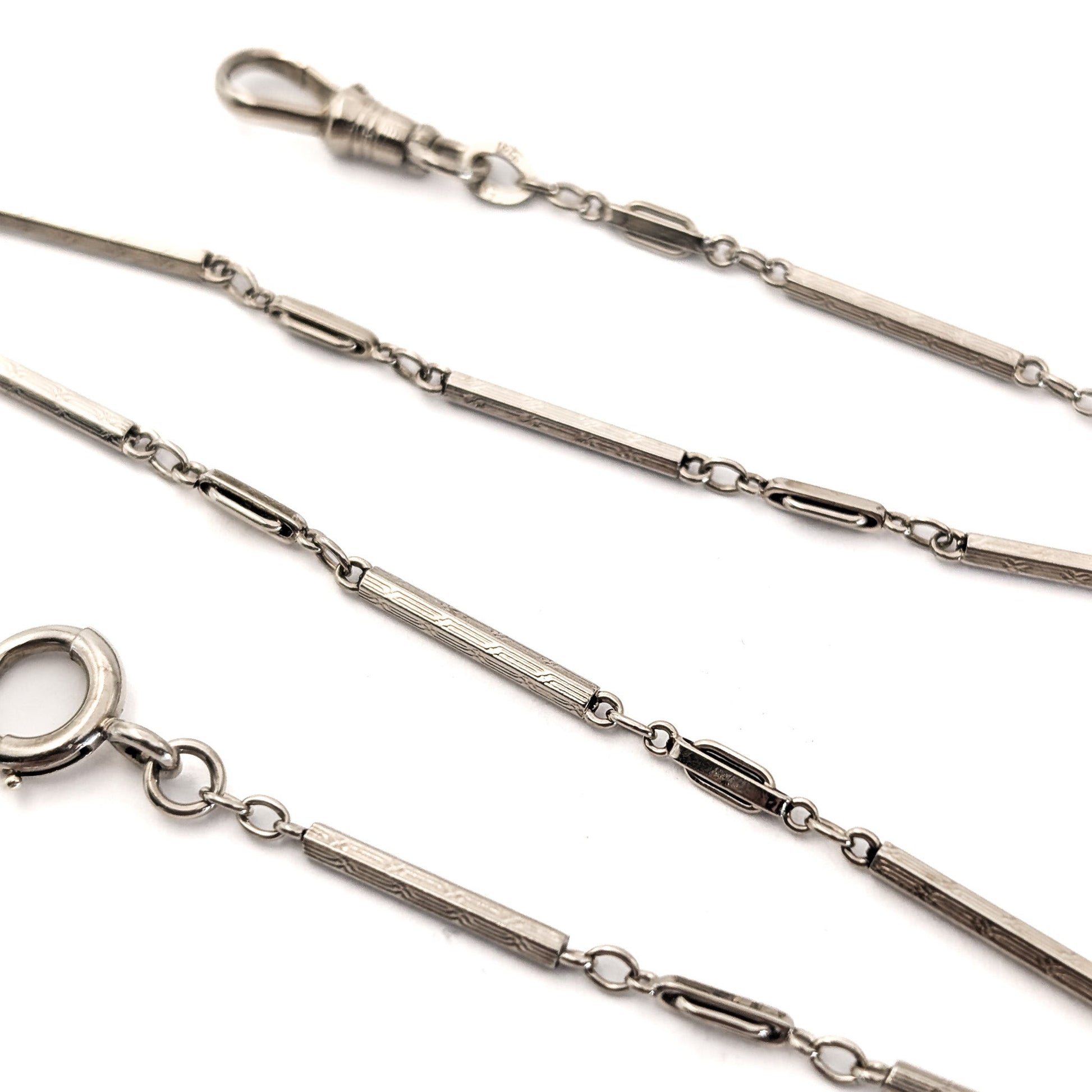 Antique Art Deco 14K White Gold Watch Fob Chain – 13.5 Inches