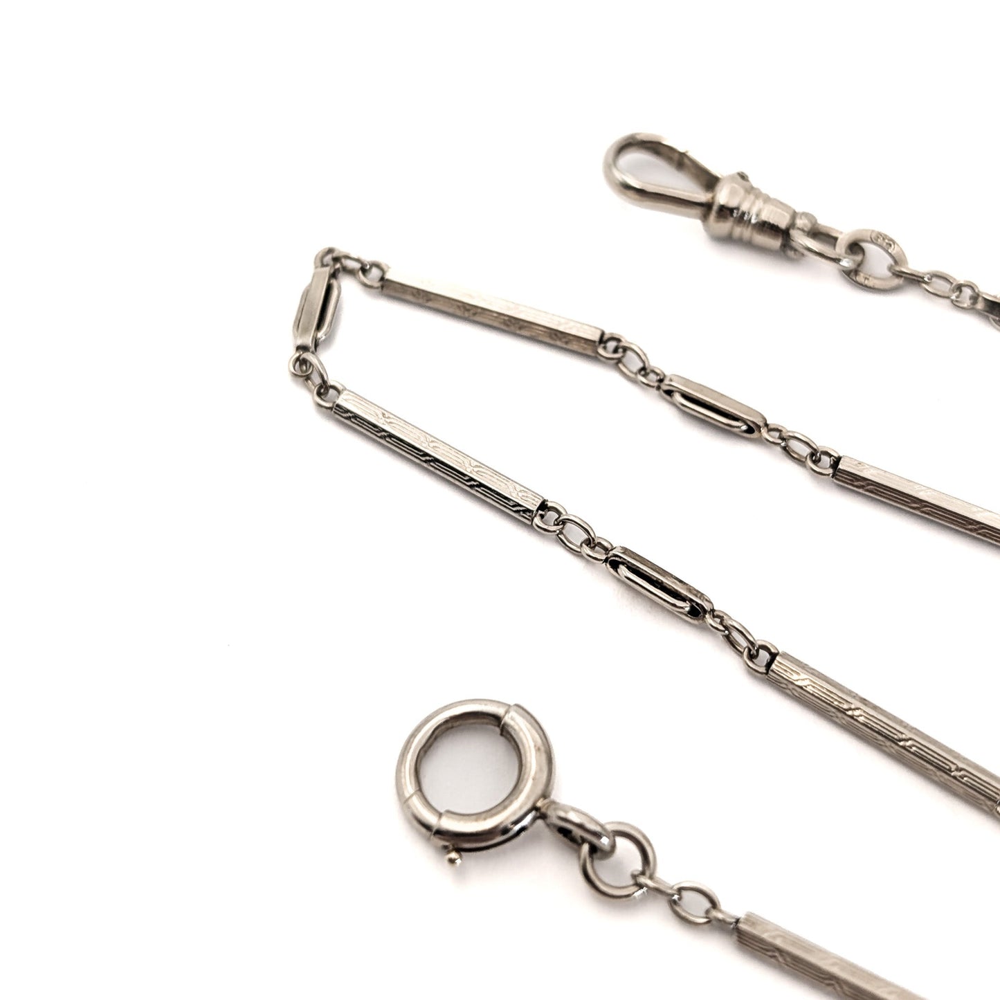 Antique Art Deco 14K White Gold Watch Fob Chain – 13.5 Inches
