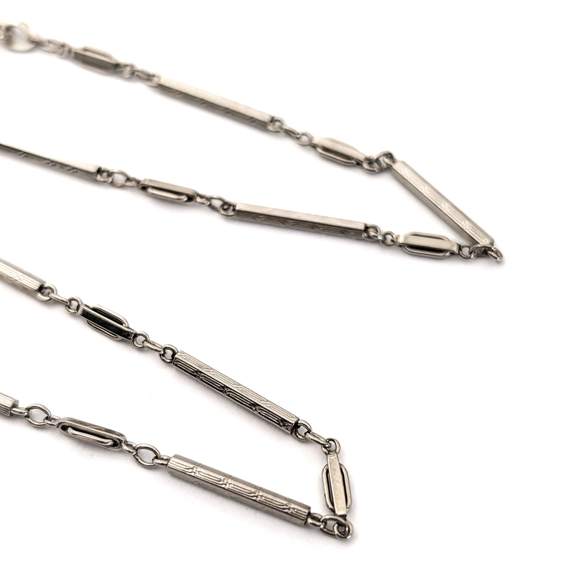 Antique Art Deco 14K White Gold Watch Fob Chain – 13.5 Inches