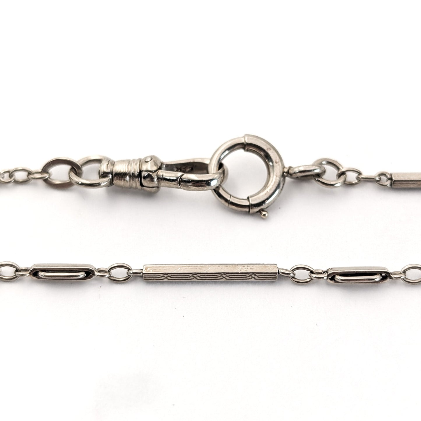 Antique Art Deco 14K White Gold Watch Fob Chain – 13.5 Inches