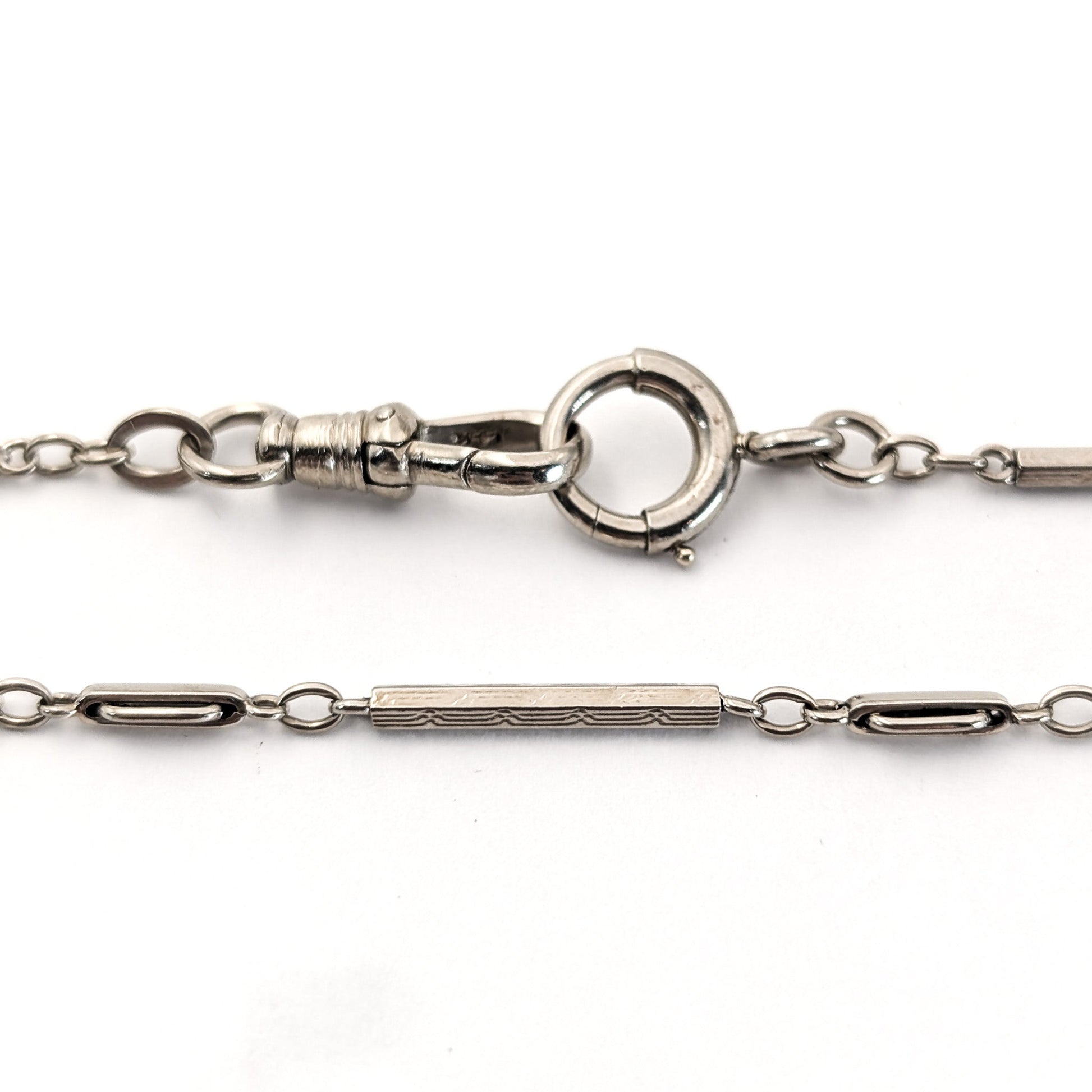 Antique Art Deco 14K White Gold Watch Fob Chain – 13.5 Inches
