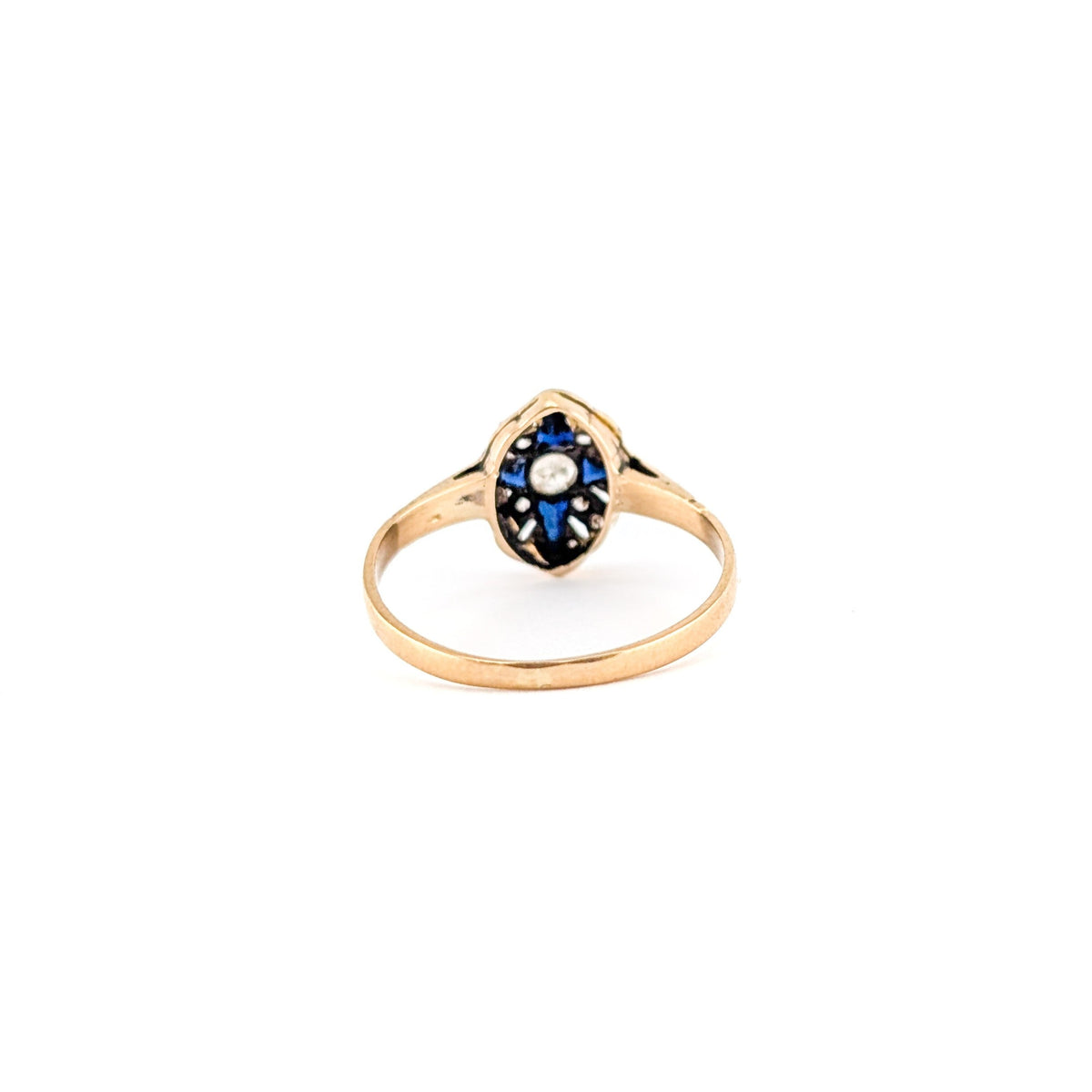 Antique Diamond & Sapphire Ring - 18K Gold/Platinum - Old Euro Cut - Art Deco