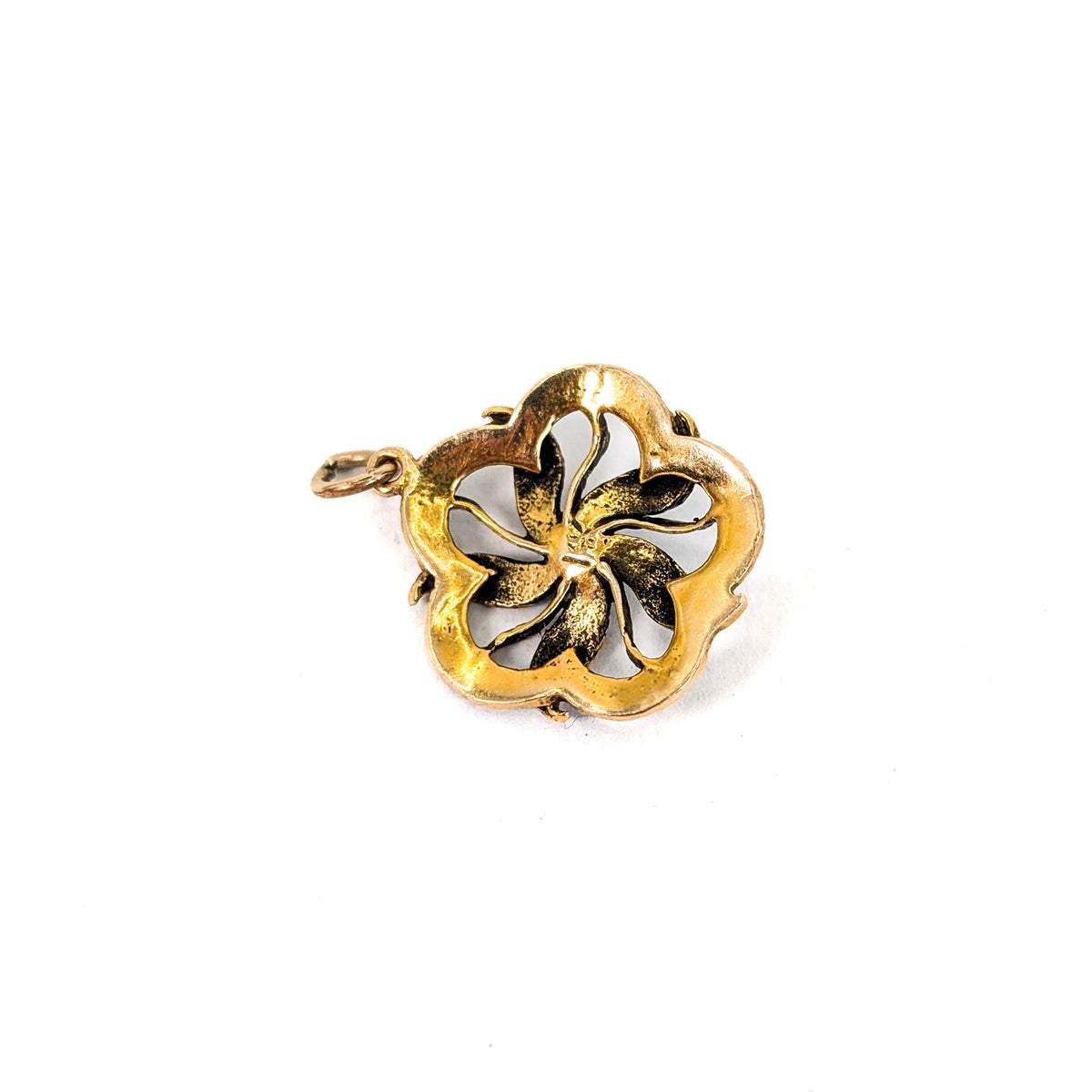 Antique Opal and Enamel Pendant in 14K Gold