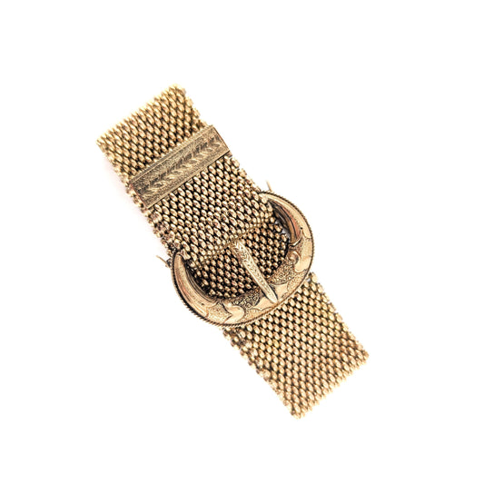 Antique Victorian 12K Gold Mesh Buckle Bracelet