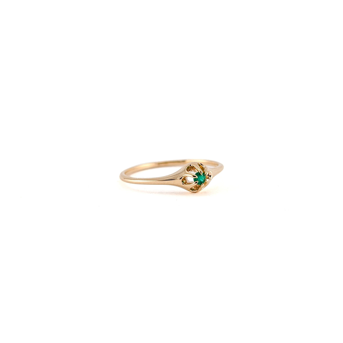 Antique Victorian 14K Gold Natural Emerald Buttercup Ring