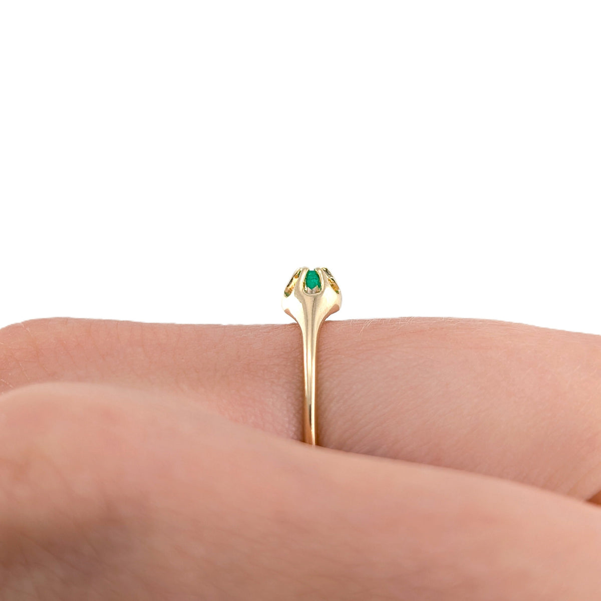 Antique Victorian 14K Gold Natural Emerald Buttercup Ring