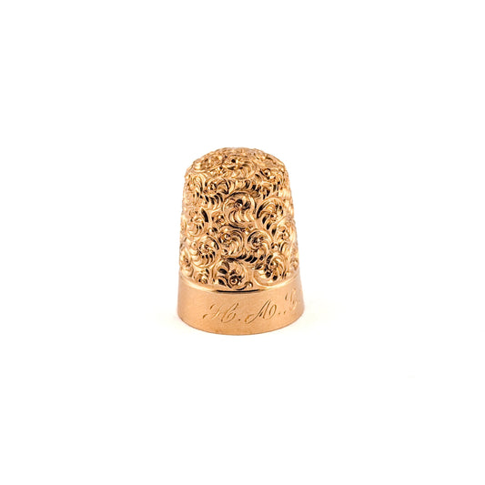 Antique Victorian 14K Gold Ornate Filigree Sewing Thimble