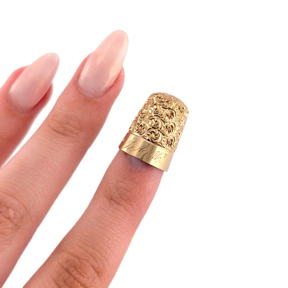 Antique Victorian 14K Gold Ornate Filigree Sewing Thimble