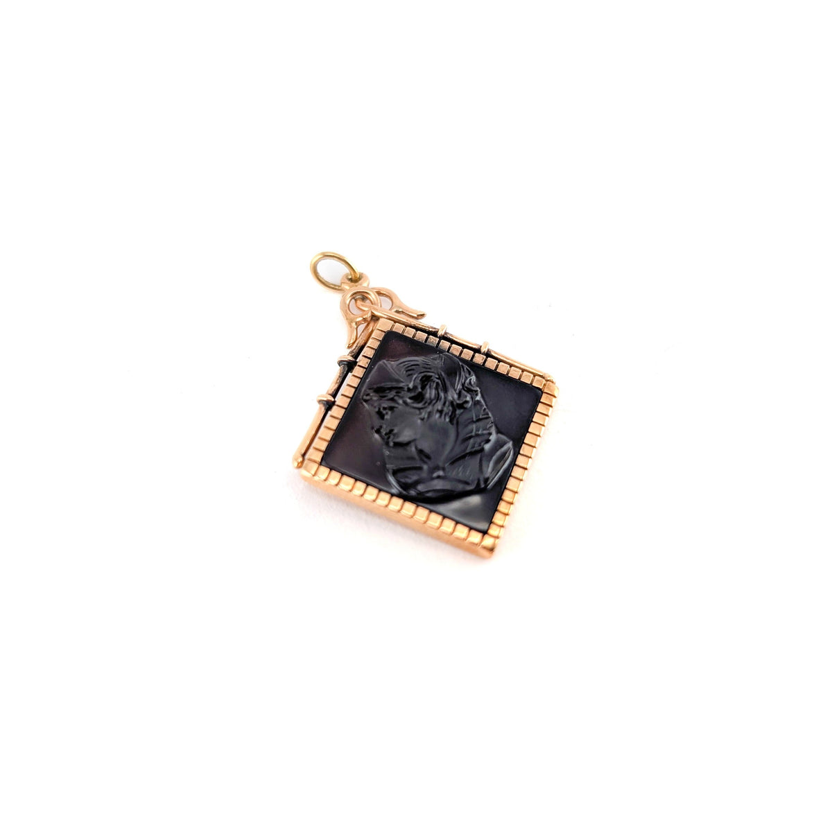 Antique Victorian 14K Gold Sard Intaglio Pendant - Classical Woman Profile