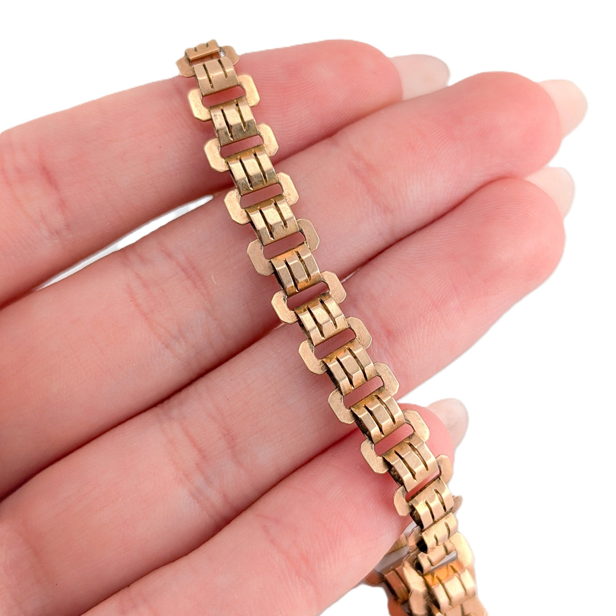 Antique Victorian 14K Rose Gold Book Chain | Articulated Link | 10.5"