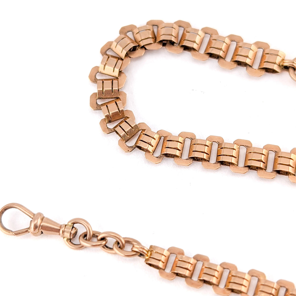 Antique Victorian 14K Rose Gold Book Chain | Articulated Link | 10.5"
