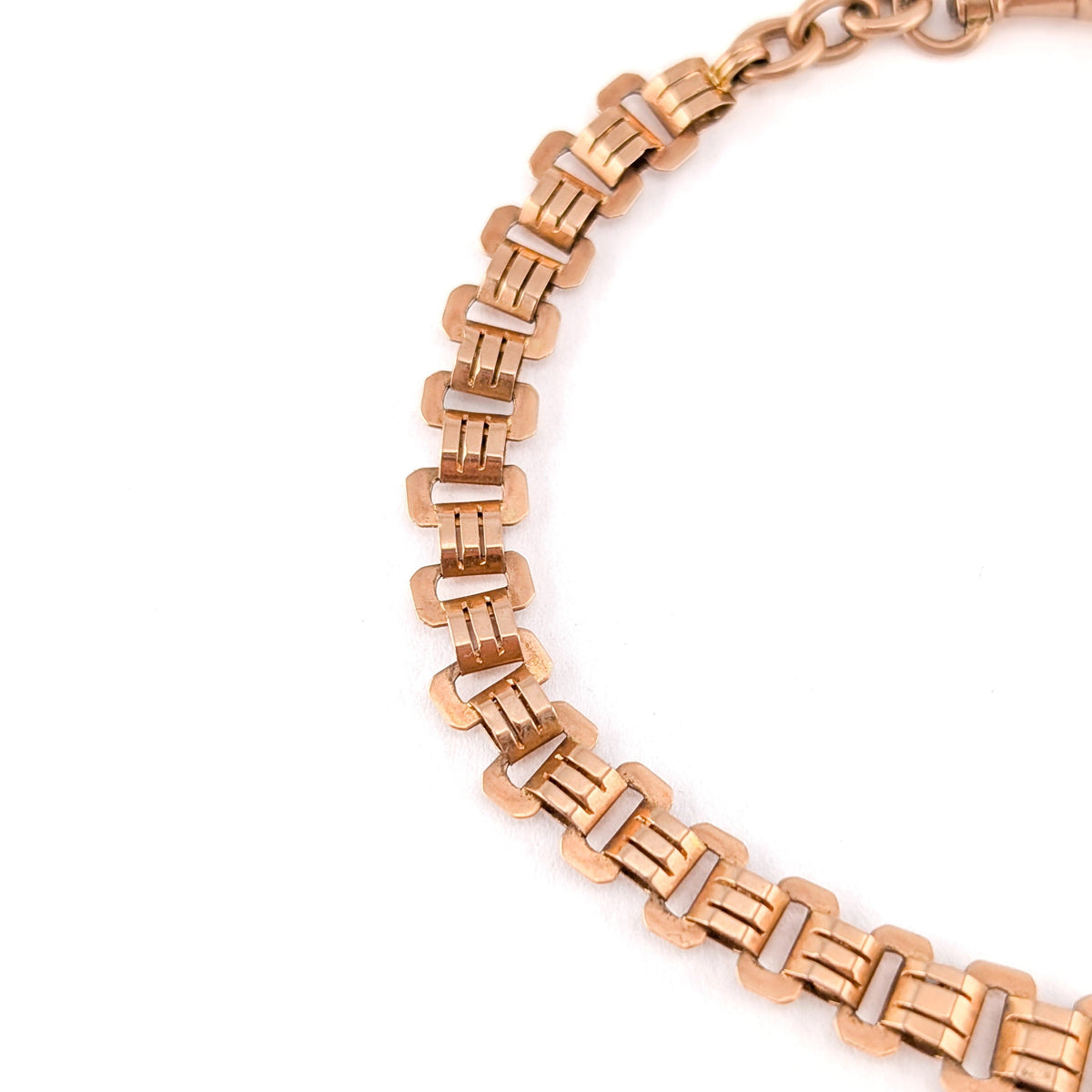 Antique Victorian 14K Rose Gold Book Chain | Articulated Link | 10.5"